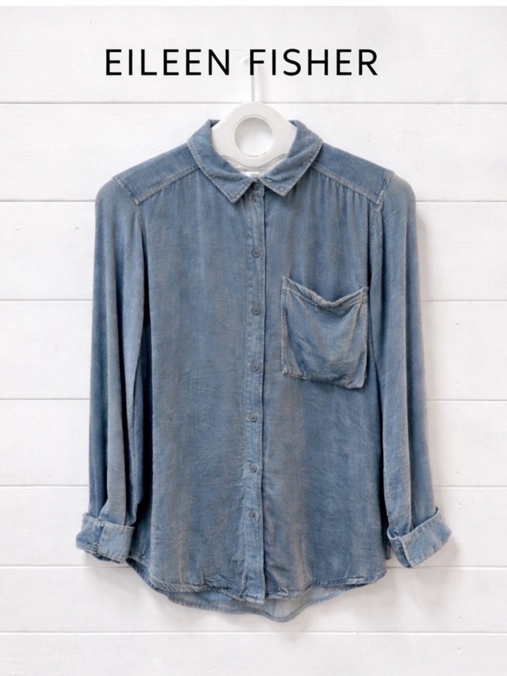 EILEEN FISHER Button-Up Shirt – Blue Gray – XS/TP